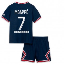Camisola Paris Saint-Germain Kylian Mbappé 7 Criança Equipamento Primeiro 2021-2022 Manga Curta
